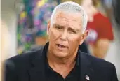  ?? CHARLIE NEIBERGALL AP ?? Former Vice President Mike Pence speaks to reporters Friday during a visit to the Iowa State Fair.