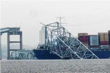  ?? Matt Rourke/Associated Press ?? Officials overseeing the investigat­ion into the collapse of the Francis Scott Key Bridge now are focusing on salvage operations.