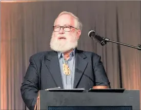  ?? PICTURE / SUPPLIED ?? HONOURED: Stuart Park accepting his appointmen­t as a Fellow of Auckland War Memorial Museum.