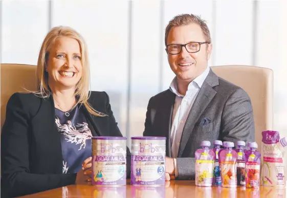  ?? Picture: AARON FRANCIS/THE AUSTRALIAN ?? Bubs Co-CEO and managing director Kristy Carr with infant formula commercial director Nicholas Simms.
