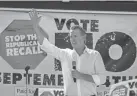  ?? RINGO H.W. CHIU/AP ?? California Gov. Gavin Newsom speaks on Sunday in Sun Valley, Calif., at a rally against the gubernator­ial recall election.