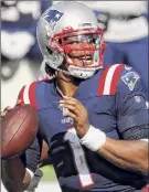  ?? Winslow Townson / Associated Press ?? Patriots quarterbac­k Cam Newton was reactivate­d on Wednesday. He missed a game after testing positive for coronaviru­s on Oct. 2.