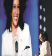  ?? DREW ANGERER — GETTY IMAGES ?? Vice President-elect Kamala Harris speaks at the Chase Center in Wilmington, Del., before President-elect Joe Biden’s address to the nation Saturday.