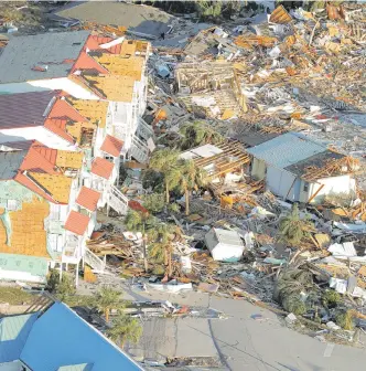  ?? EFE ?? Desde el aire se muestra el destrozo ocasionado tras el paso del huracán Michael en Panamá City.