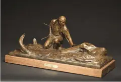  ??  ?? Dustin Payne, Mystery of the Riverbed, ed. of 17, bronze, 24 x 12 x 11”