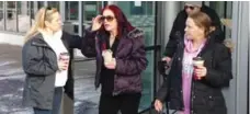  ?? JEFF MITCHELL/METROLAND ?? Shanan Dionne, centre, told reporters she hoped more charges would be laid soon in the murder of her daughter, 18-year-old Rori Hache.
