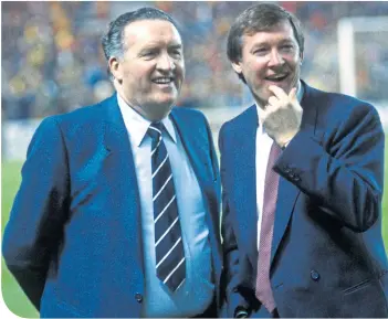  ??  ?? Jock Stein and Alex Ferguson, seen together in 1985, are both in the top 50