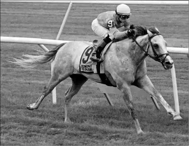  ?? BARBARA D. LIVINGSTON ?? Disco Partner runs his win streak to three with this victory in the Forbidden Apple at Belmont.