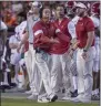  ?? CHRIS SHIMEK - THE ASSOCIATED PRESS ?? Alabama head coach Nick Saban disagrees with a call in the second half of an NCAA college football game against Auburn in Auburn, Ala., on Saturday, Nov. 30, 2019.