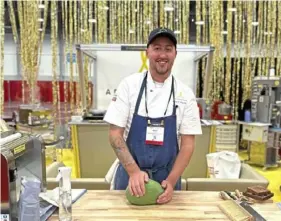  ?? ?? Ryan Peters, the Pittsburgh-based chef behind the social media sensation Peters Pasta, prepares various pasta shapes for Arcobaleno Pasta Equipment.