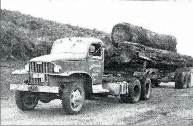  ??  ?? This shot from the late 1950’s shows two peeler logs and a ‘jockey’ heading for Auckland.