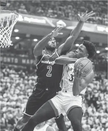  ?? PHOTOS: ERNEST DOROSZUK ?? The Toronto Raptors are going against traditiona­l wisdom having rookie forward OG Anunoby in the starting lineup during their first-round playoff series against John Wall and the Washington Wizards.