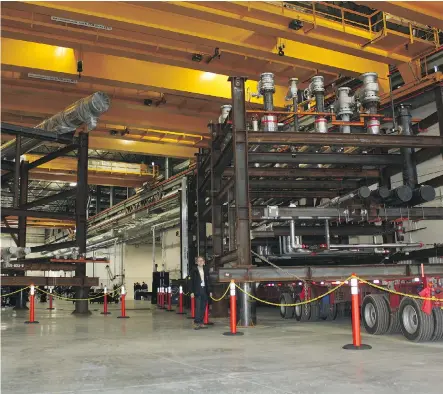  ?? FILES ?? Saipem Canada’s Edmonton module manufactur­ing facility, which opened three years ago at a cost of about $200 million, is operating on standby mode, with no current orders from oilsands projects. The site had 350 to 400 workers last fall, but is now...