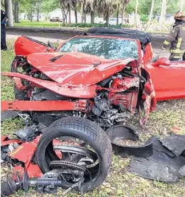  ?? ST. PETERSBURG POLICE DEPARTMENT/COURTESY ?? Thomas Highhouse’s car plunged more than 50 feet from an elevated interstate he became distracted by the radio in his car, the Florida Highway Patrol said. after