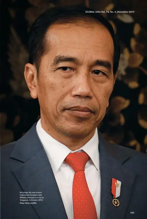  ?? Photo: Feline LIM/EPA ?? No longer the new broom: Indonesian President Joko Widodo pictured on a trip to Singapore in October 2019.