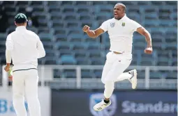  ?? / SIPHIWE SIBEKO/REUTERS ?? Proteas’ Vernon Philander celebrates bowling out Chad Sayers of Australia.