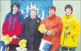  ?? (Pic: The Avondhu Archives) ?? Selling daffodils in Ballyduff back in March 2000 for the Irish Cancer Society fundraisin­g day were, l-r: Mary Leamy, Breda Farrell, Eileen Hickey and Kay McCarthy.