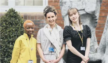  ?? ?? Left to right: Kobi Mushandu, Rebecca Moon and Alcina Baroni. Photo by Tilly Stone