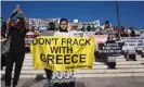  ?? Photograph: George Panagakis/Pacific Press/Rex/Shuttersto­ck ?? Environmen­tal protesters in Athens last Friday.