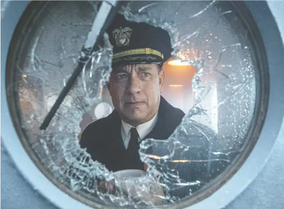  ??  ?? Oscar winner Tom Hanks plays U.S. navy officer Ernest Krause in Greyhound, a new movie about a destroyer that leads a convoy across the North Atlantic in February 1942.
PHOTOS: APPLE+