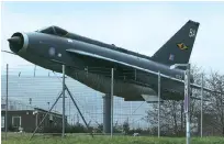  ?? PHOTO: REUTERS ?? A replica of a Lightning fighter jet outside the main gate of the BAE Systems facility at Salmesbury, England. After March 31, only large British manufactur­ers such as BAE Systems will retain presence in India