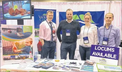  ?? CONTRIBUTE­D ?? Baddeck pharmacist Graham MacKenzie, from left, along with Emmanuel Comtois, business manager at Buchanan Memorial Hospital in Neils Harbour, and Victoria County doctors Nicola Smith and David Heughan, took part in last week’s Family Medicine Forum in Toronto, Ont.