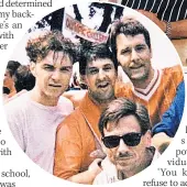  ??  ?? FOOTIE FAN Simon, right, out for a Liverpool match with pals in the 80s