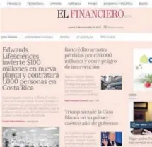  ?? ARCHIVO ?? El sitio web de El Financiero se remozó en su aspecto y sistema de publicació­n este 1.° de noviembre.