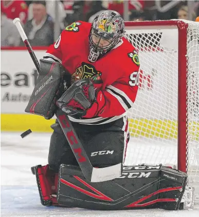  ?? JONATHAN DANIEL/GETTY IMAGES (ABOVE), ETHAN MILLER/GETTY IMAGES (SUBBAN), PETR DAVID JOSEK/AP (ASKAROV) ?? Goalie Corey Crawford (above) could be on his way out, forcing the Hawks to consider promoting Malcolm Subban (below left) or drafting Russia’s Yaroslav Askarov.