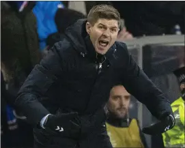  ??  ?? Steven Gerrard gives out as Rangers took on Braga last week