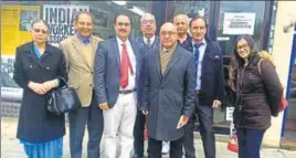  ??  ?? Labour Party MP Virendra Sharma (centre), who represents Ealing Southall, echoed the demand of local community. HT PHOTO