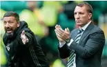  ??  ?? HARD DON BY: McInnes’ frustratio­n is clear as Aberdeen struggle, while Rodgers remains calm