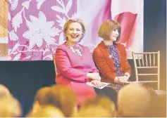  ??  ?? Clinton (left) and Wintour attend the Oscar de la Renta Forever Stamp First-Day-Of-Issue Stamp Dedication Ceremony at Grand Central Terminal on Thursday in New York City. (Right) Former New York City Mayor Michael Bloomberg (second left), Wintour,...