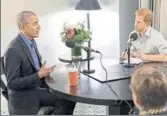 ?? AP ?? Britain's Prince Harry (right) interviews former US President Barack Obama as part of his guest editorship of BBC Radio 4's Today programme.