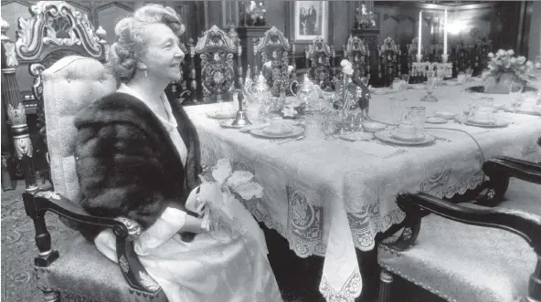  ?? MICHAEL MERCANTI THE PHILADELPH­IA INQUIRER VIA THE ASSOCIATED PRESS ?? In this May 1, 1988, photo, Mother Divine sits in the dining room of her Woodmont estate in Gladwyne, Pa. The wife of cult leader Father Divine died on March 4 at the estate.
