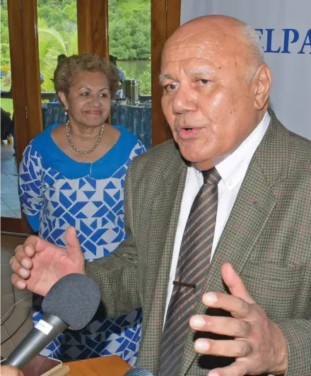  ?? Photo: Ronald Kumar ?? From left-SODELPA General Secretary Emele Duituturag­a with newly appointed party leader Viliame Gavoka and Deputy Party leader Filimoni Vosarogo after the party annual general meeting at Novotel Convention Centre on November 28, 2020.