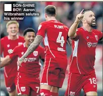  ??  ?? SON-SHINE BOY: Aaron Wilbraham salutes his winner