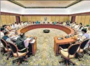  ?? PTI ?? Prime Minister Narendra Modi chairs the first in-person Union Cabinet meeting since April 2020, in New Delhi on Thursday.