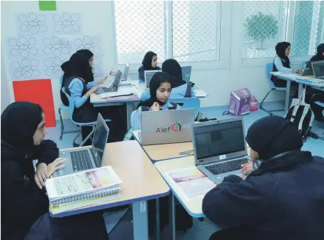  ?? Alef Education ?? Pupils at Al Asayel School in Abu Dhabi are among the first using the interactiv­e Alef platform