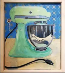  ?? SUBMITTED PHOTO ?? “Sea foam Green Mixer” oil on King Arthur Flour Bag by S. Biebuyck