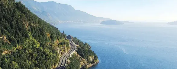  ?? PHOTOS: DESTINATIO­N B.C. ?? The Sea-to-Sky Highway between Vancouver and Whistler offers many attraction­s worth stopping for.an ex