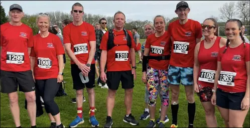  ?? ?? Ashford Striders at the Kent Spring Marathon & Half-Marathon. The club won the women’s team prize thanks to Claire Green (No.1098), Jayne Hatton (No.1108) and Eleanor Weekes (No.1363)