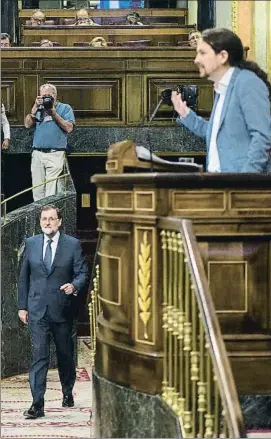  ?? CURTO DE LA TORRE / AFP ?? Pablo Iglesias toma la palabra desde la tribuna del Congreso