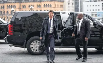  ?? CP PHOTO ?? Prime Minister Justin Trudeau arrives on Parliament Hill in Ottawa on Monday.