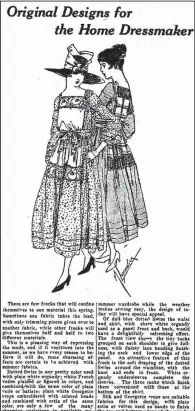  ??  ?? Mildred Lodewick’s illustrati­on for her sewing column appeared in the May 4, 1917, Arkansas Gazette.