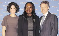  ?? JELENA LAZAREVIC ?? From left, Sevaun Palvetzian, CEO, CivicActio­n; Hon.
Mitzie Hunter, associate minister of finance, responsibl­e for the Ontario Retirement Pension Plan; and
Rod Phillips, chair, Postmedia Network, CivicActio­n.