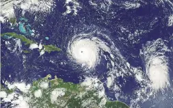  ?? NASA/GOES PROJECT/THE NEW YORK TIMES ?? Last season saw two Category 5 hurricanes, Irma and Maria. Hurricane Irma, shown above, reached 289 kilometres an hour.