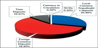  ?? ?? This pie chart illustrate­s the compositio­n of Money Supply. On an annual basis, the local currency component of broad money increased by 322.47 percent for the month of March 2023. (Source: Reserve Bank of Zimbabwe, 2023)