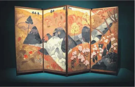  ??  ?? Louvre Abu Dhabi’s ‘Japanese Connection­s: Birth of a Modern Decor’ features, from top, Marguerite Sérusier’s ‘Rolling Landscape’, Katsushika Hokusai’s ‘South Wind, Clear Sky,’ from his ‘ThirtySix Views of Mount Fiji’ series and Utagawa Hiroshige’s ‘The Bank of the Sumida River in Edo’ Department of Culture and Tourism – Abu Dhabi; MNAAG, Paris