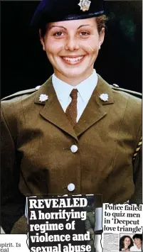  ??  ?? Tragic: Cheryl JamesJames­waswas one of four recruits to die at Deepcut. Inset: The Mail’s recent reports about the deaths